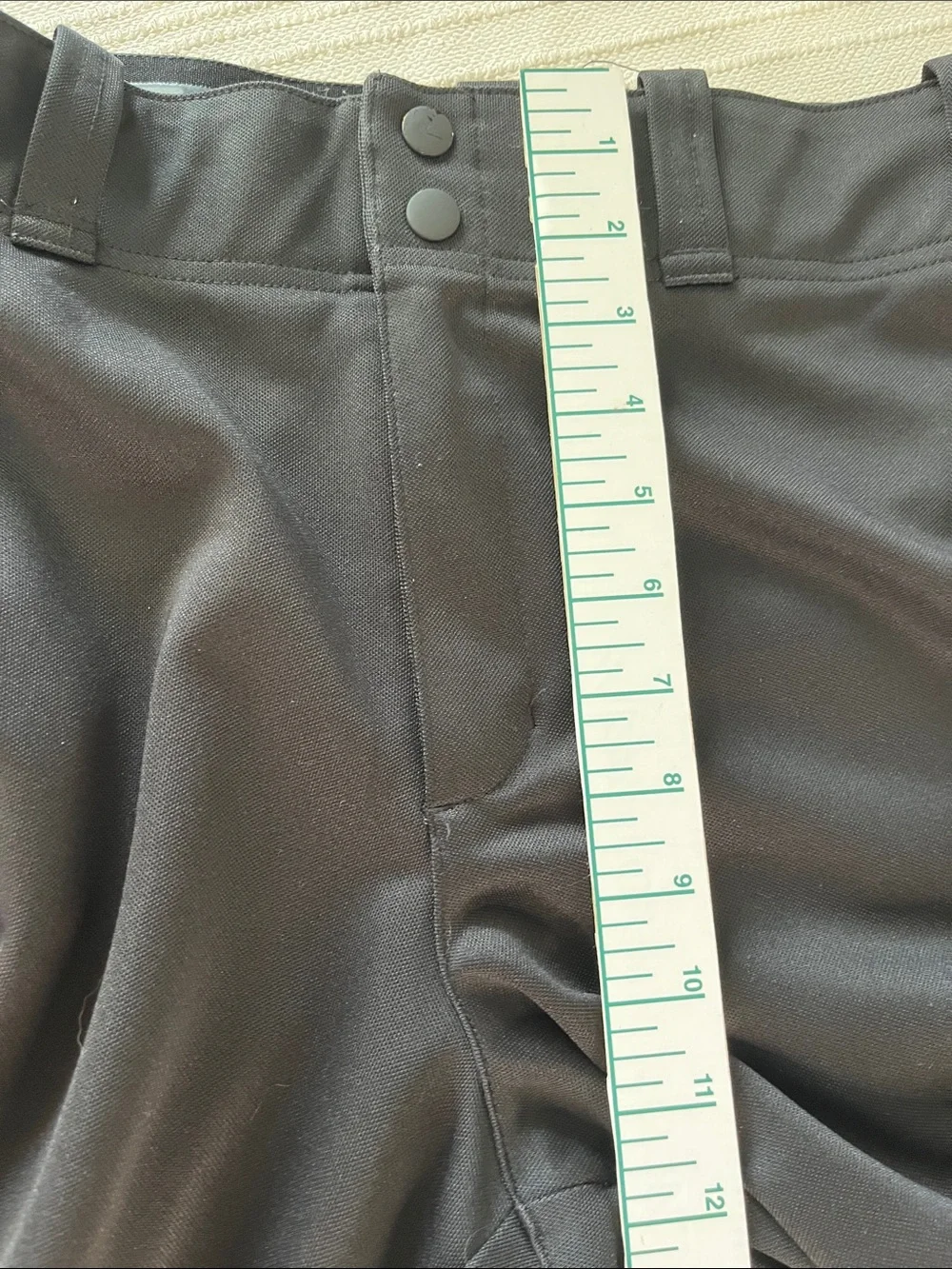 adidas MEN's black Baseball pants, front snap zipper fly, with white logo, sz M